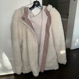 Free people fuzzy fur hooded sweater jacket size small